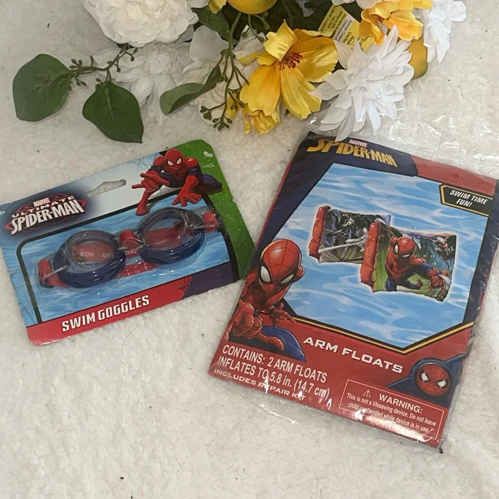 Spiderman Swim Goggles and Arm Floats Floaties Swimming Fun Marvel Ultimate